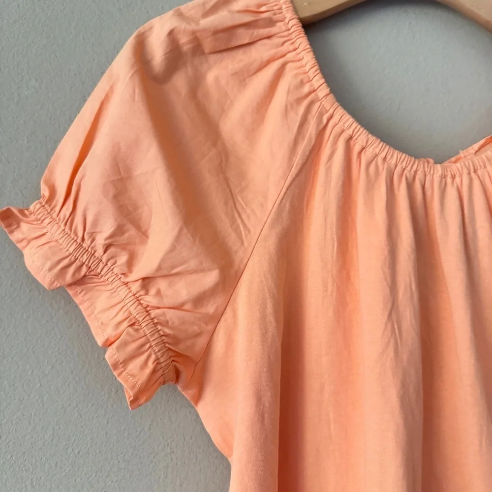 NWT J.Crew Peach Puff Sleeve Top with Tie Back Size M